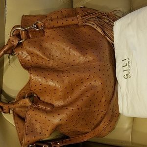 G.I.L.I GOT IT LOVE IT HOBO OSTRICH EMBOSSED GENUINE LEATHER BAG
